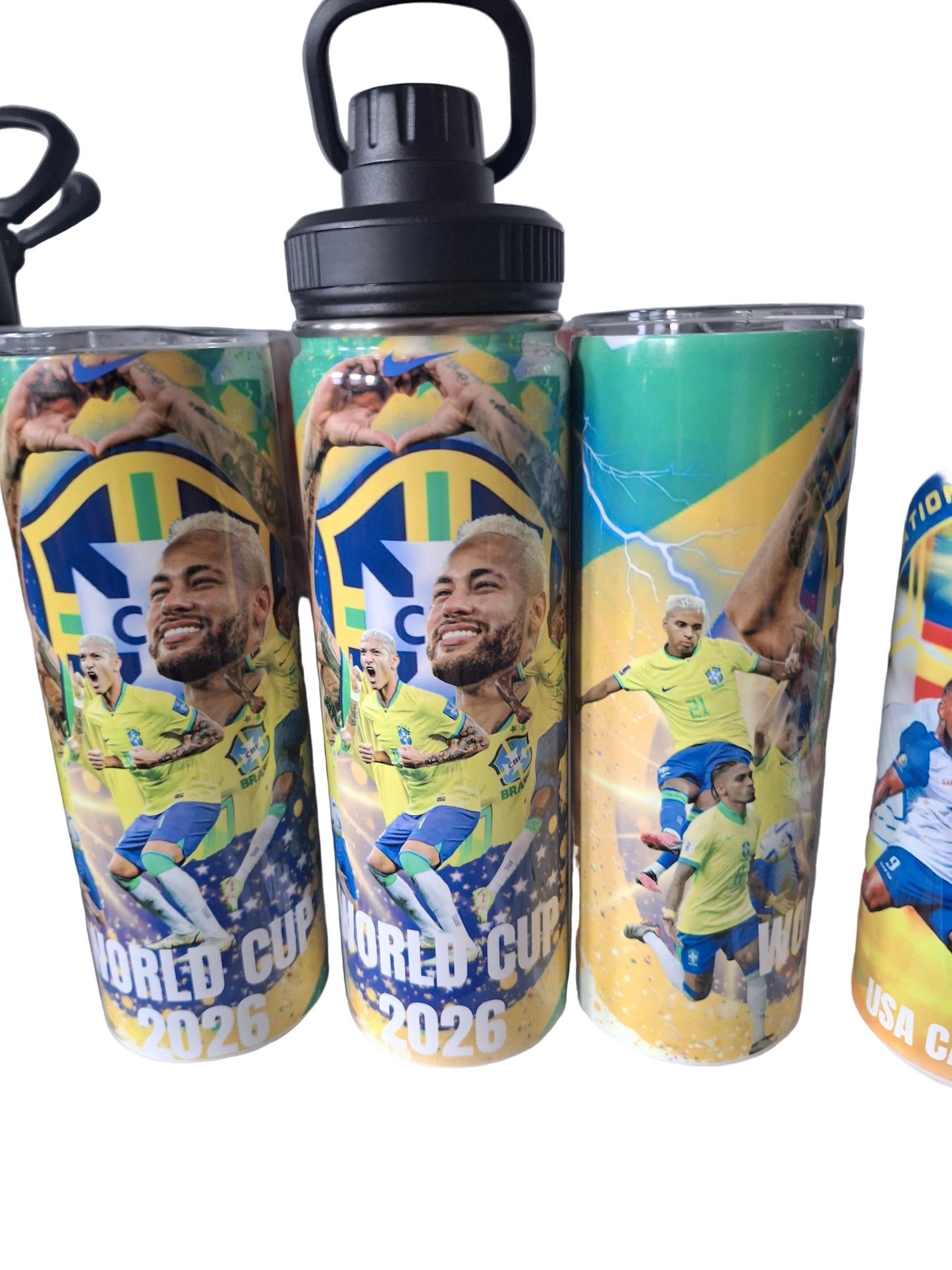 Brazil World Cup 2026 Soccer Tumbler β Football Fan Gift β Team Country Stainless Steel Cup β Sports Travel
