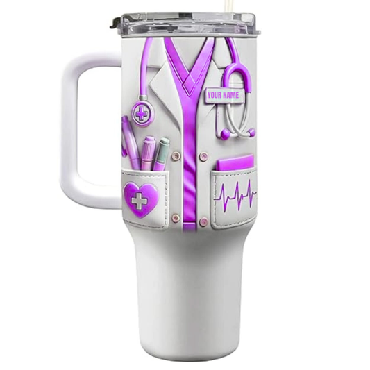 Personalized Nurse 40oz Tumbler With Name1 – Stethoscope Medical Cup – Nurse Gift, Doctor Gift, Nurse Appreciation