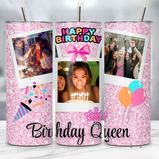Birthday Girl Personalized 20 oz Photo Tumbler | Custom Picture Tumbler With Image | InsulaSta Stainless Steel Cup | Photo Gift for him Her