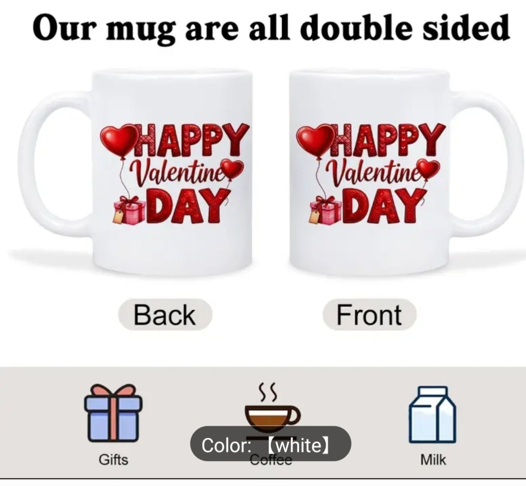 Valentine Day Mug only  – Happy Valentine Cup – Love Heart MuM Gift for Her or Him  Valentine’s Gift