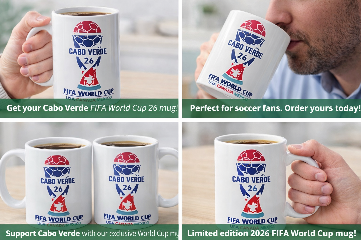 Cabo Verde World Cup Country Mug – Soccer Fan Coffee Cup – FIFA World Cup 2026 Gift – National Team Mug